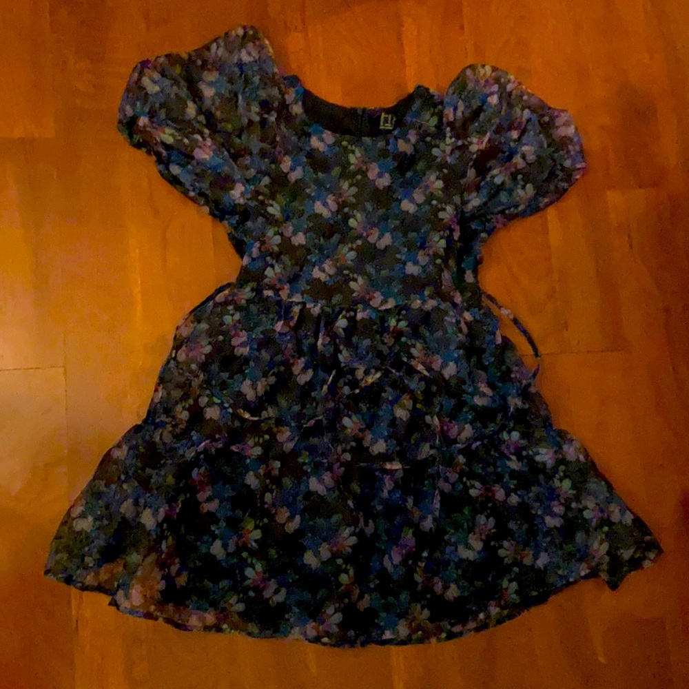 black flower babydoll lace dress